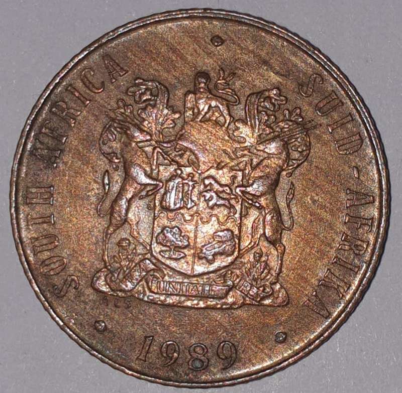 1989 - 2 CENT COIN (TWO CENT COIN) - RSA - BRONZE - KM#83 - BILINGUAL LEGEND - WILDEBEEST